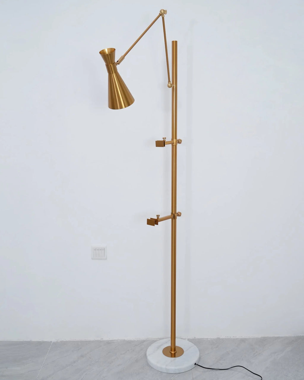 Floor Lamp | Gold Frame & White Marble Base | Art Display Lighting