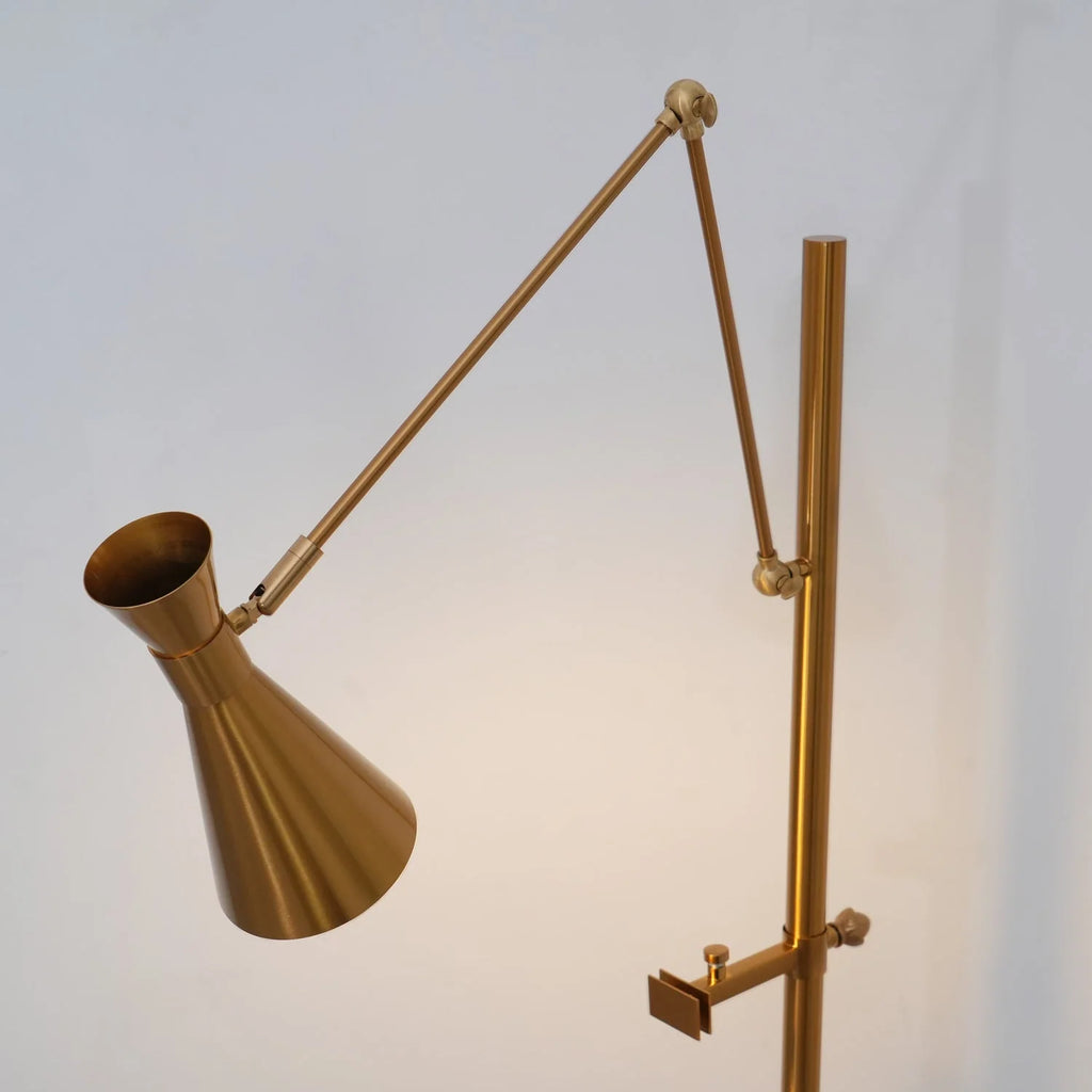 Floor Lamp | Gold Frame & White Marble Base | Art Display Lighting