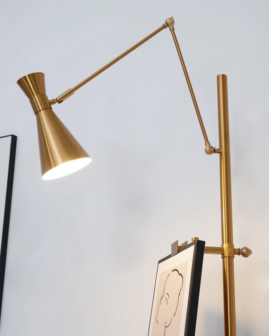 Floor Lamp | Gold Frame & White Marble Base | Art Display Lighting