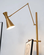 Floor Lamp | Gold Frame & White Marble Base | Art Display Lighting