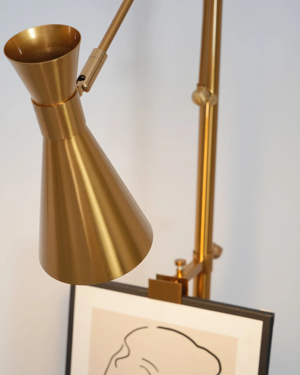 Floor Lamp | Gold Frame & White Marble Base | Art Display Lighting
