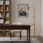 Floor Lamp | Gold Frame & White Marble Base | Art Display Lighting
