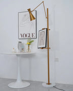 Floor Lamp | Gold Frame & White Marble Base | Art Display Lighting