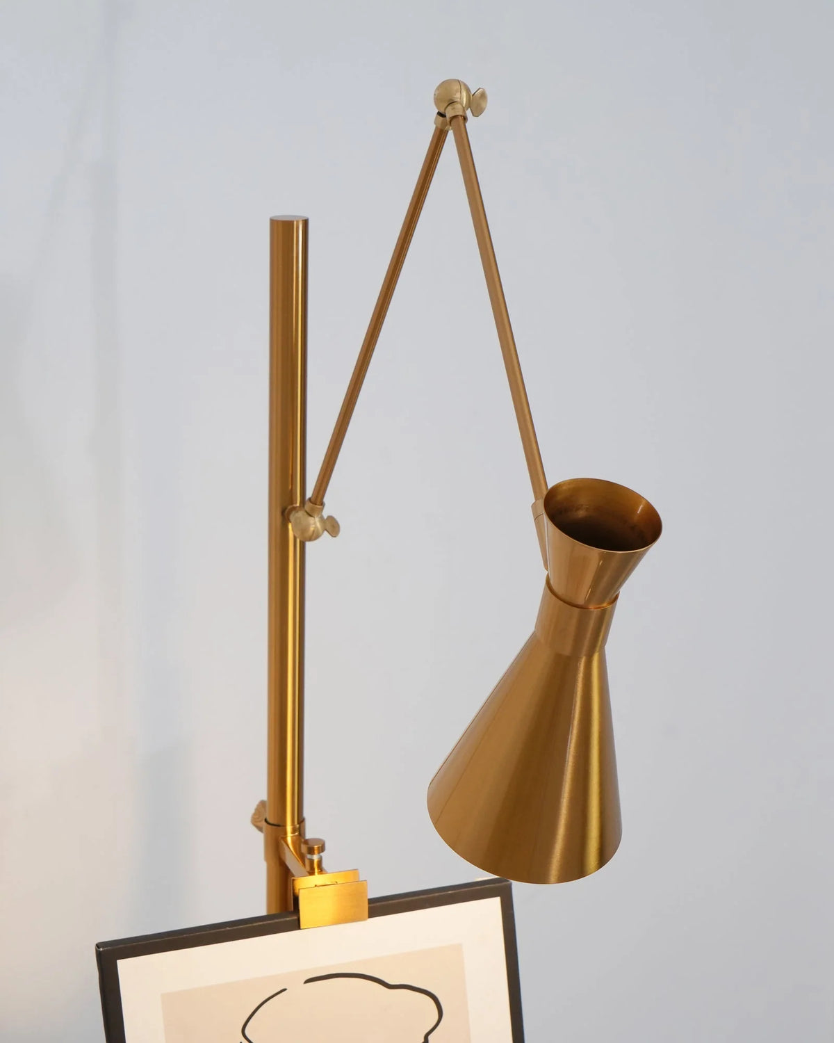 Floor Lamp | Gold Frame & White Marble Base | Art Display Lighting