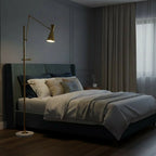 Floor Lamp | Gold Frame & White Marble Base | Art Display Lighting