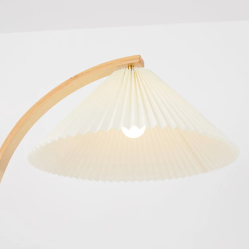 Floor Lamp | LED Fabric Shade & Wood Metal Base | E27 Bulb Included