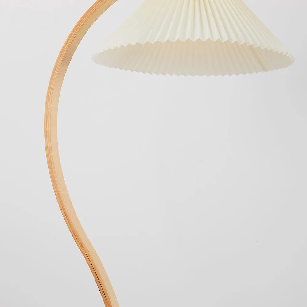 Floor Lamp | LED Fabric Shade & Wood Metal Base | E27 Bulb Included