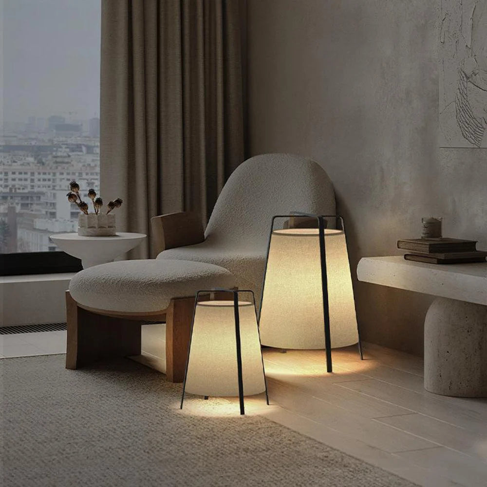 Floor Lamp | Metal Base & Rectangular Fabric Shade | LED Bulb Included