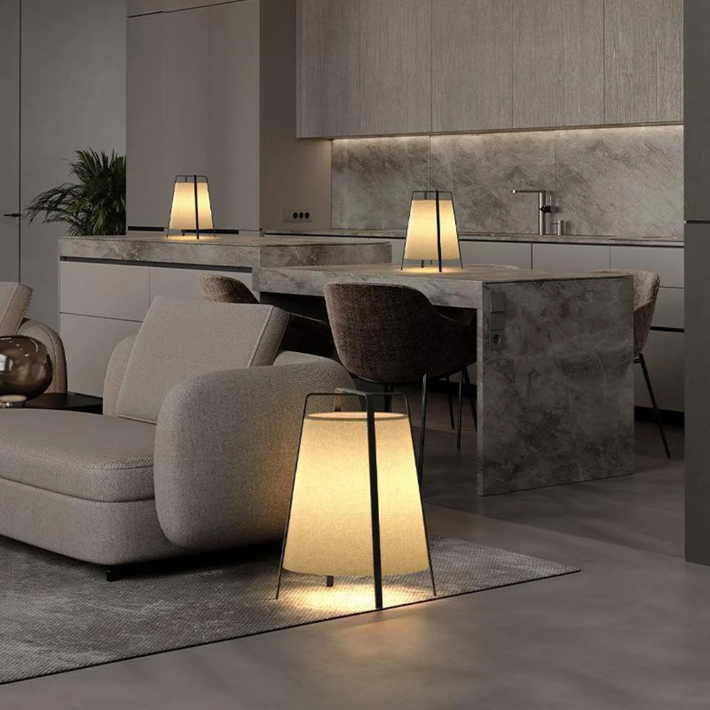 Floor Lamp | Metal Base & Rectangular Fabric Shade | LED Bulb Included