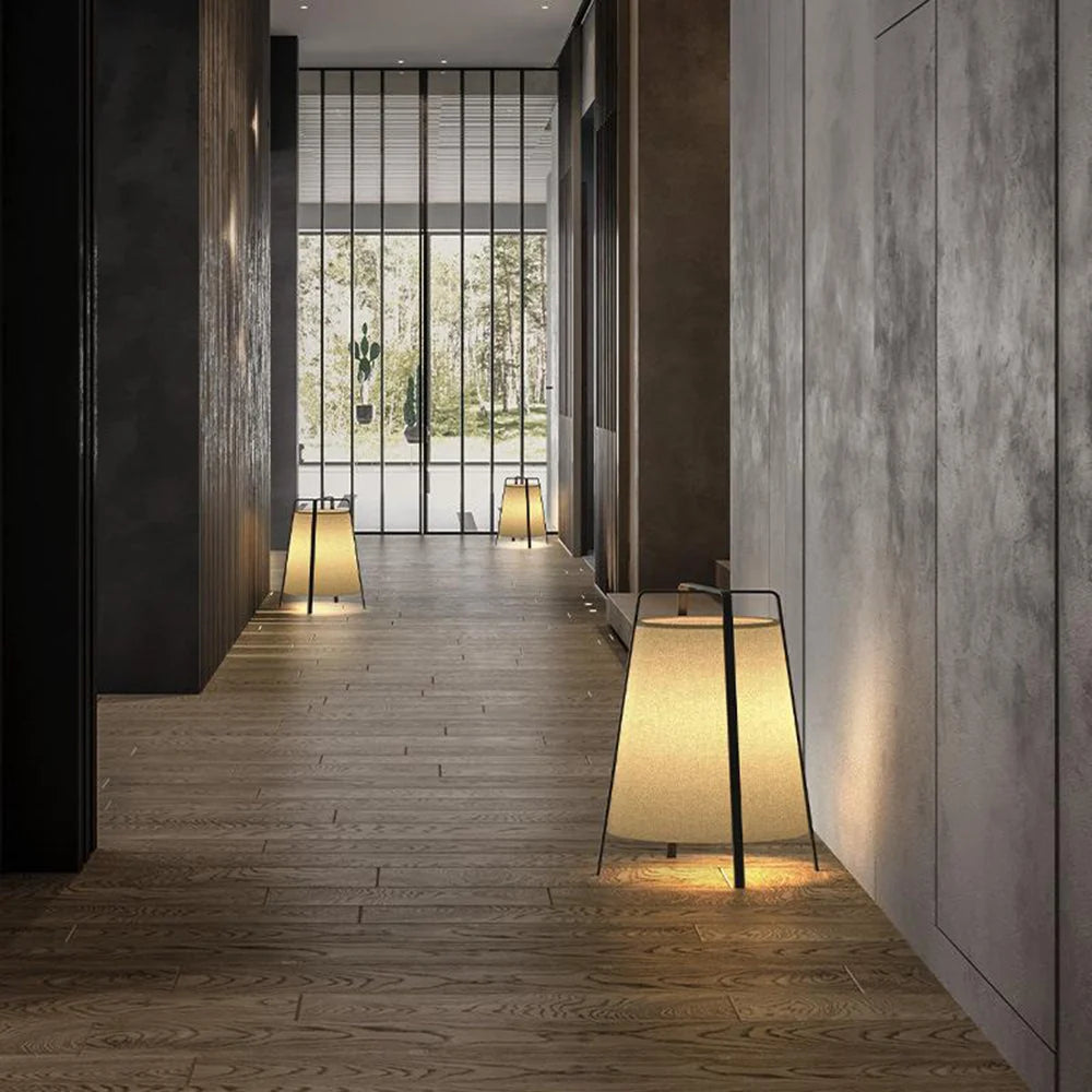 Floor Lamp | Metal Base & Rectangular Fabric Shade | LED Bulb Included
