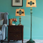 Floor Lamp | Metal Frame, Side Table & Cotton-Linen Shade