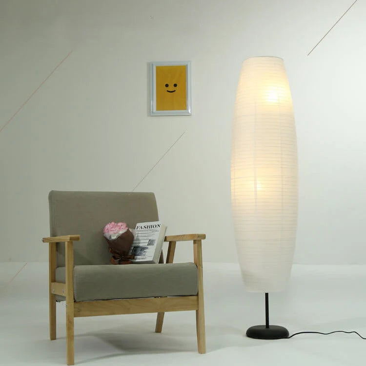 Floor Lamp | Paper Shade & Dual Light Sources | Plug-In E14
