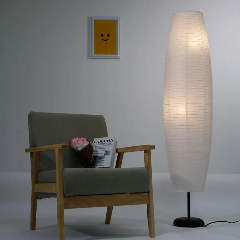 Floor Lamp | Paper Shade & Dual Light Sources | Plug-In E14