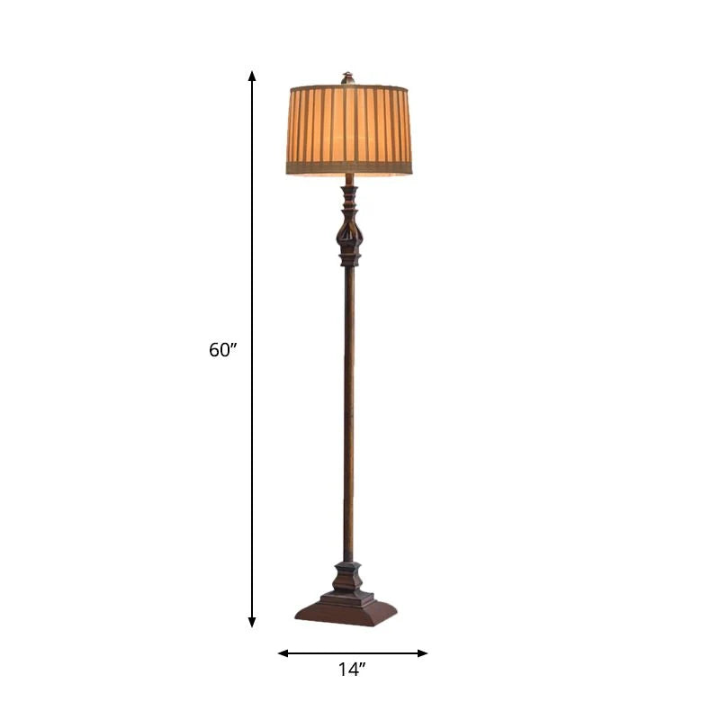 Floor Lamp | Resin & Fabric Dumpling Shade | Brown