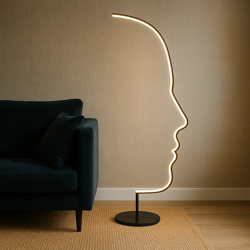 Floor Lamp | Sculptural Face Outline & Warm LED Glow