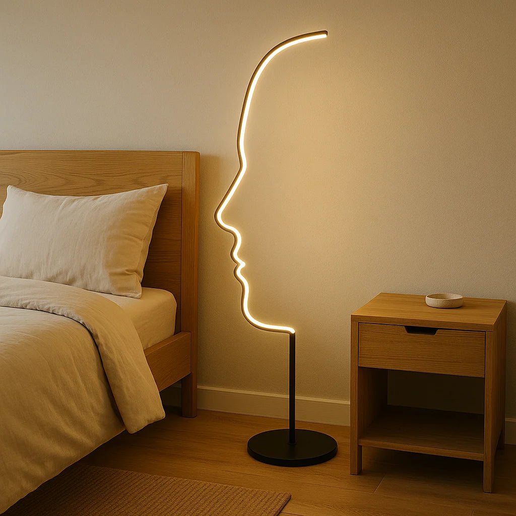 Floor Lamp | Sculptural Face Outline & Warm LED Glow