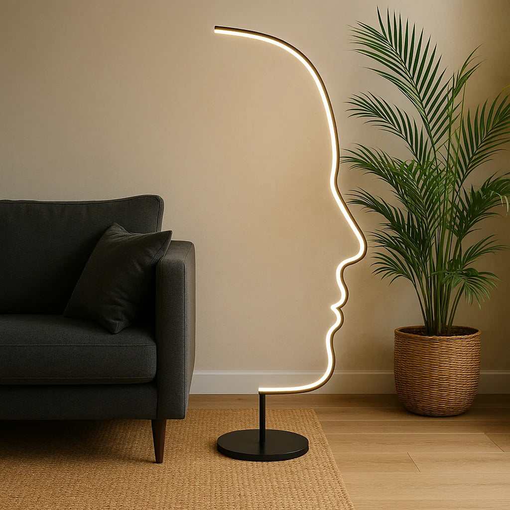 Floor Lamp | Sculptural Face Outline & Warm LED Glow