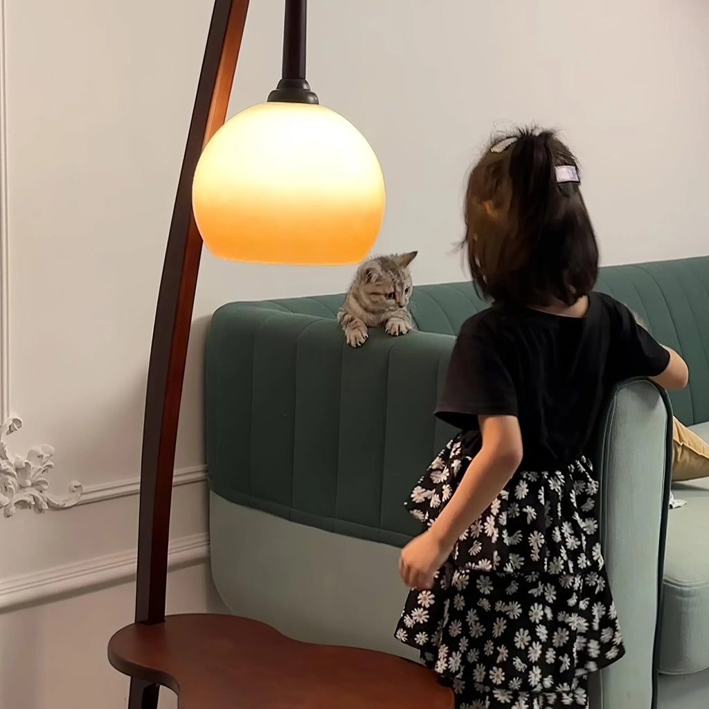 Floor Lamp | Solid Wood & Gradient Glass Shade | 168 Cm Tall