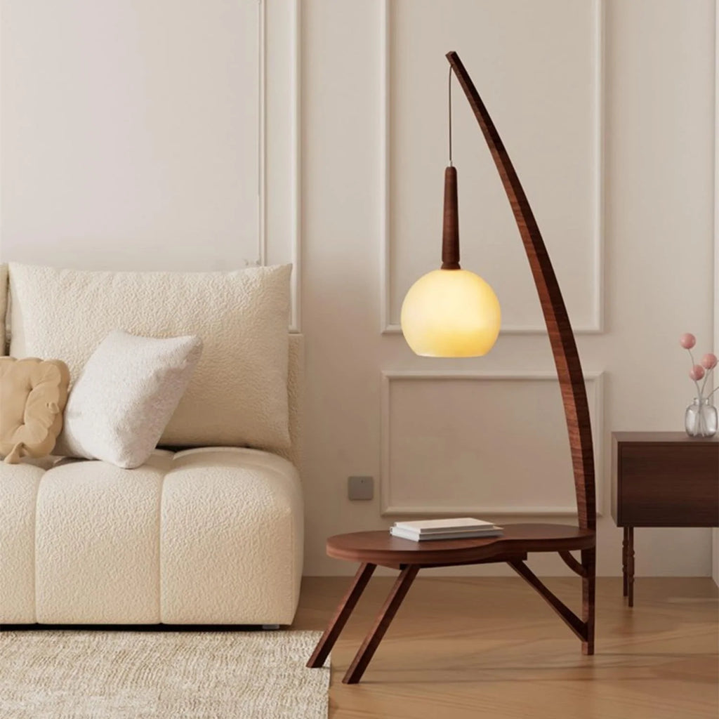 Floor Lamp | Solid Wood & Gradient Glass Shade | 168 Cm Tall