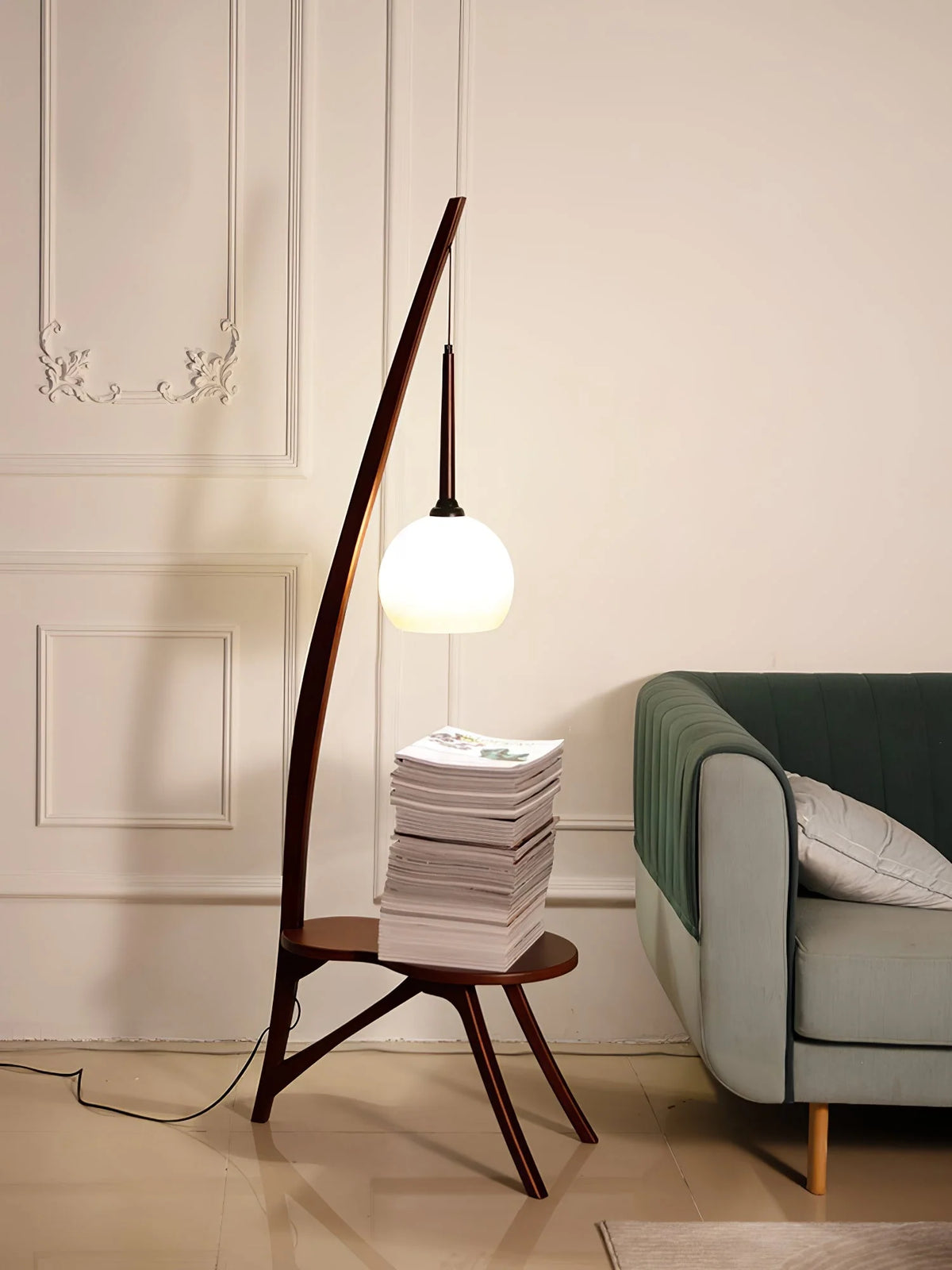 Floor Lamp | Solid Wood & Gradient Glass Shade | 168 Cm Tall