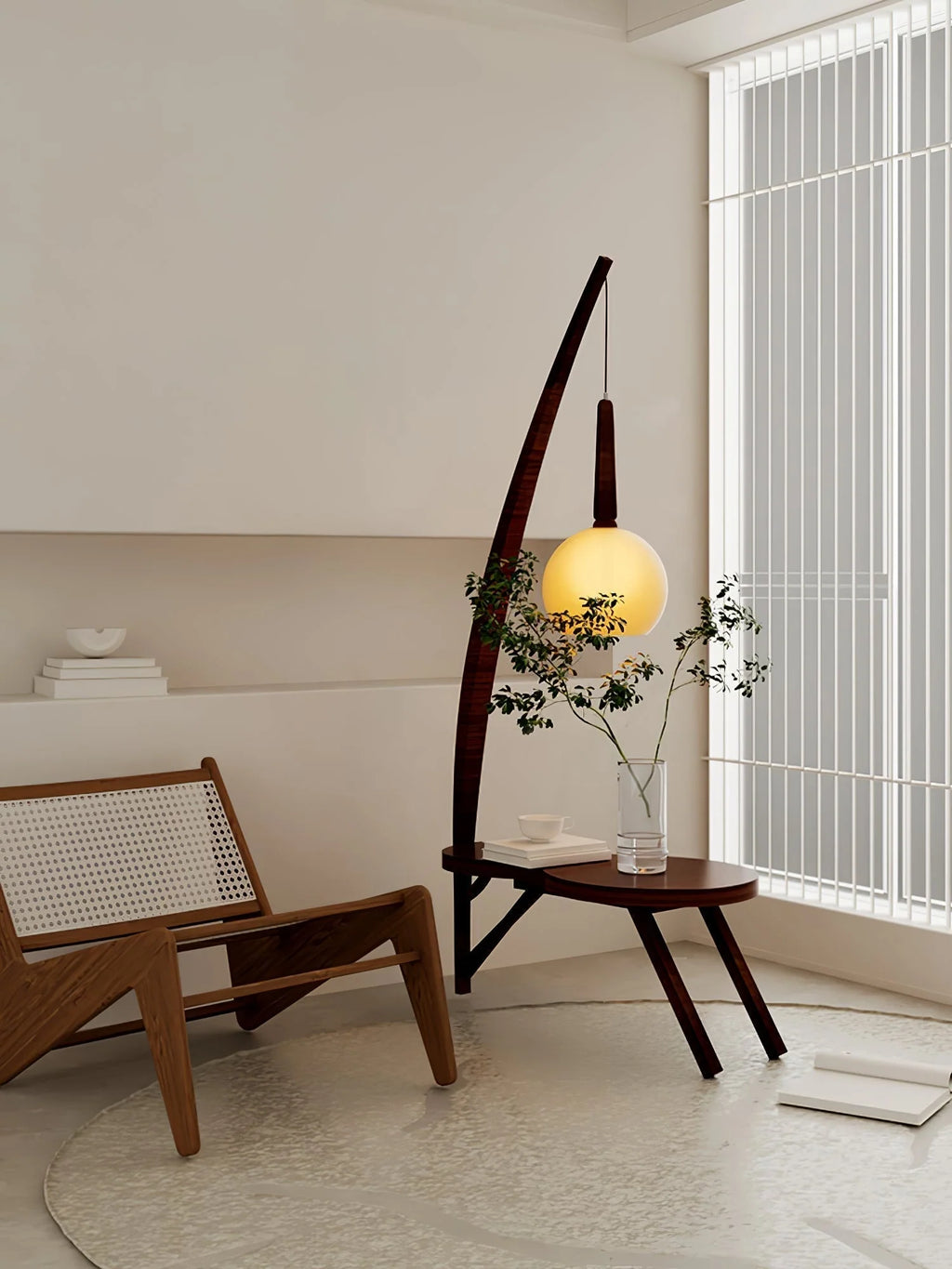 Floor Lamp | Solid Wood & Gradient Glass Shade | 168 Cm Tall