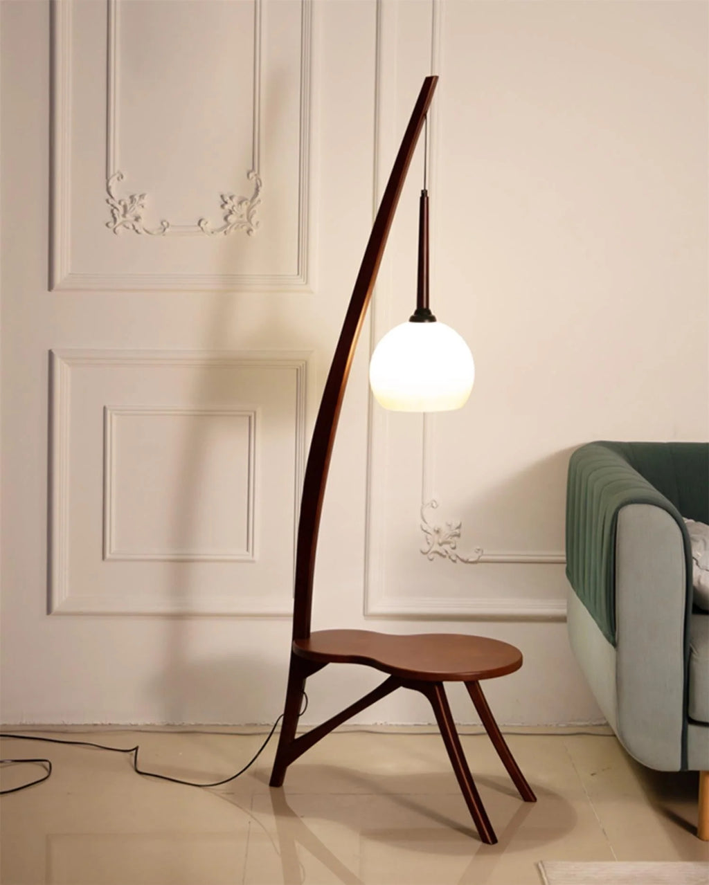 Floor Lamp | Solid Wood & Gradient Glass Shade | 168 Cm Tall