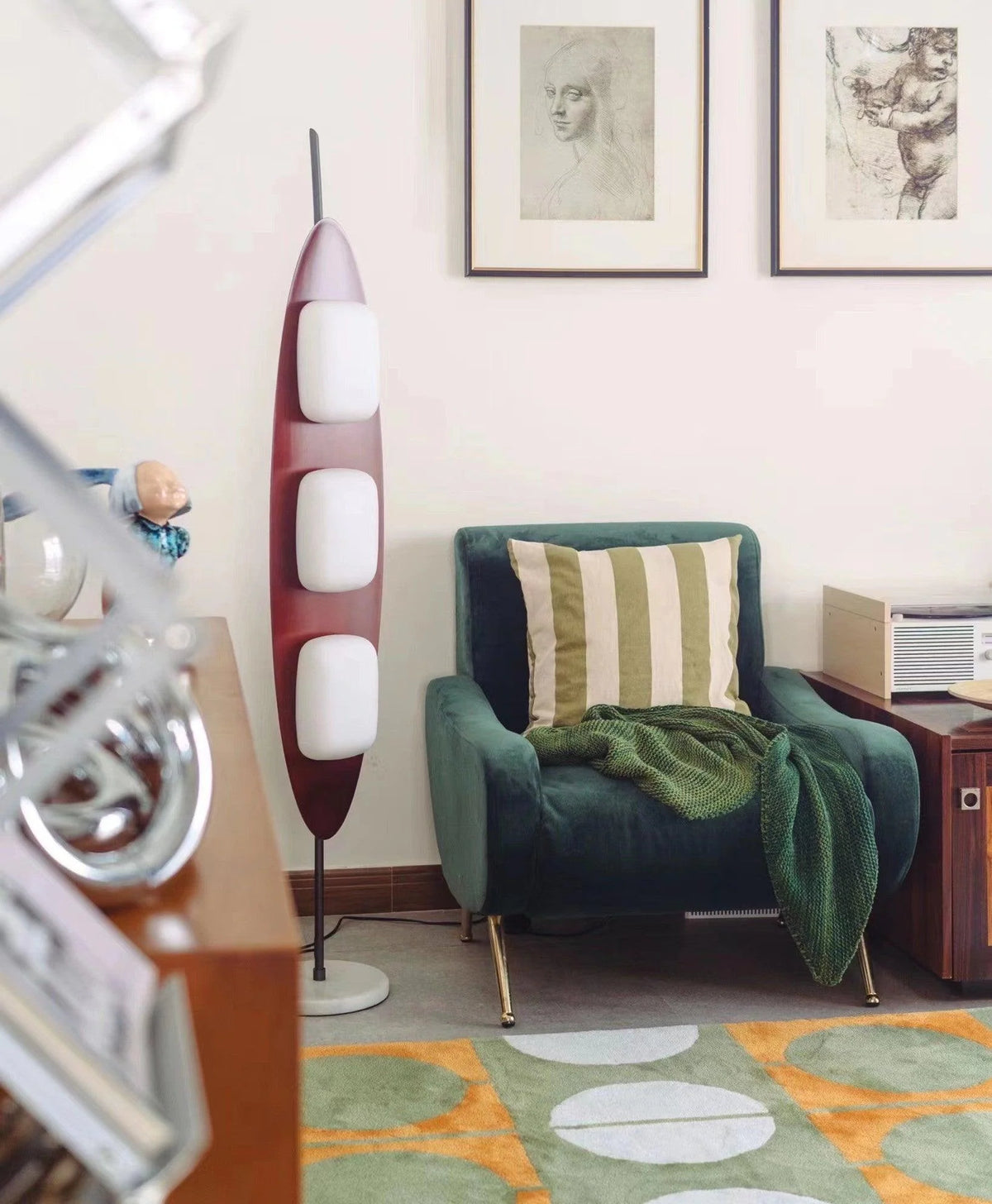 Floor Lamp | Surfboard Design & Marble Base | 160 cm