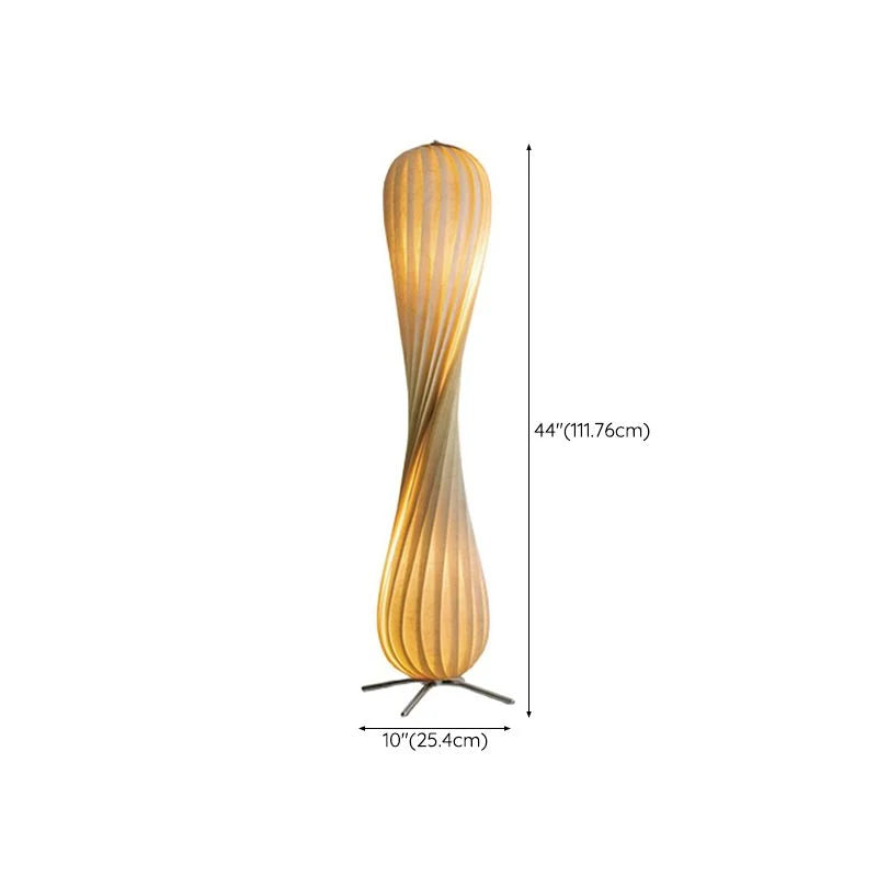 Floor Lamp | Twisted Wood Shade & Cozy Ambient Lighting