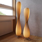 Floor Lamp | Twisted Wood Shade & Cozy Ambient Lighting