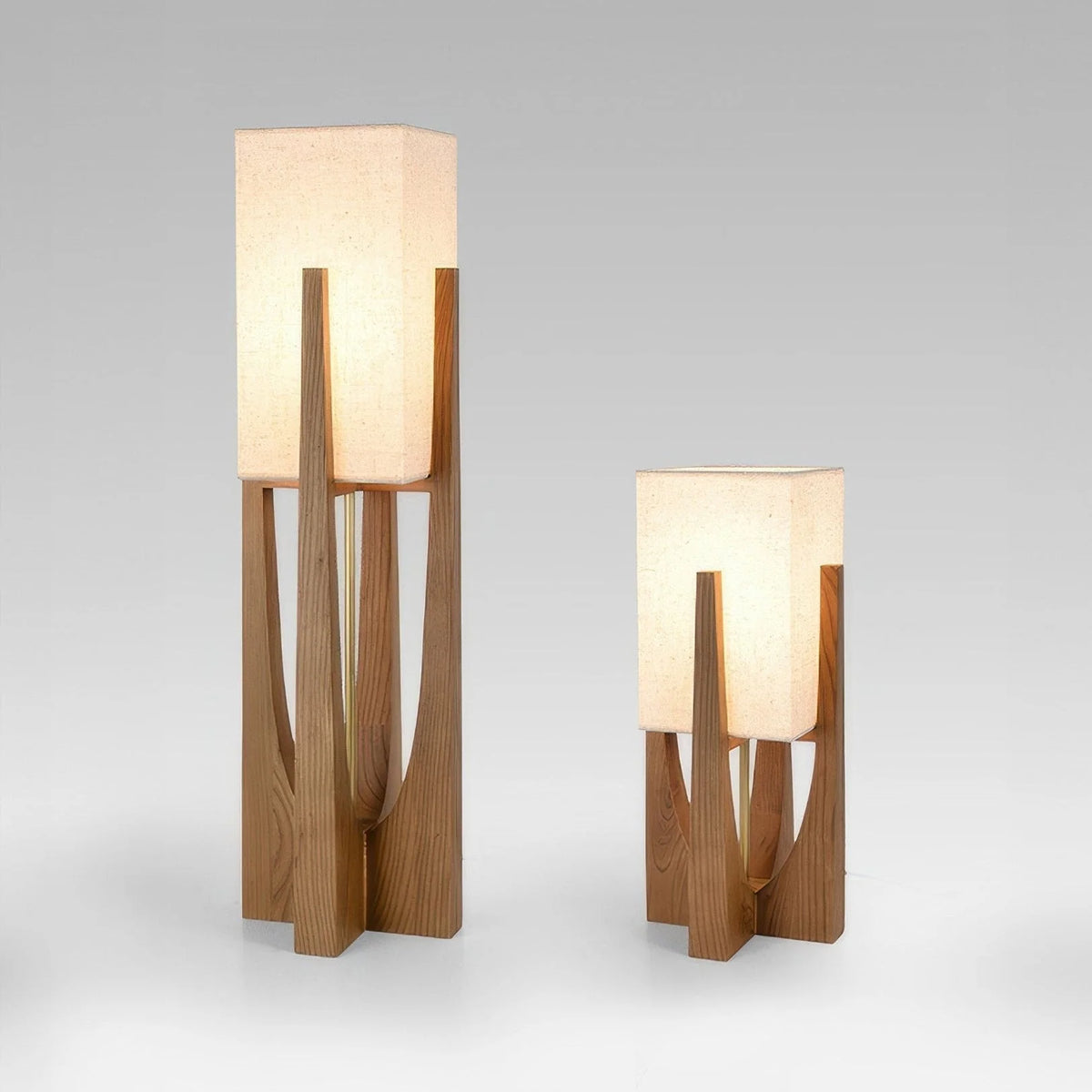Floor Lamp | Walnut & Brass, Three-Color LED | Small & Large