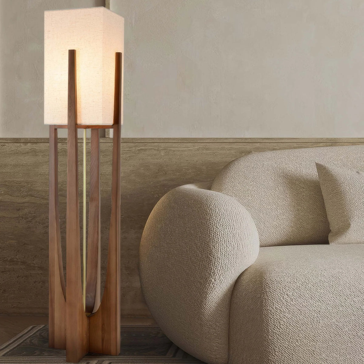 Floor Lamp | Walnut & Brass, Three-Color LED | Small & Large