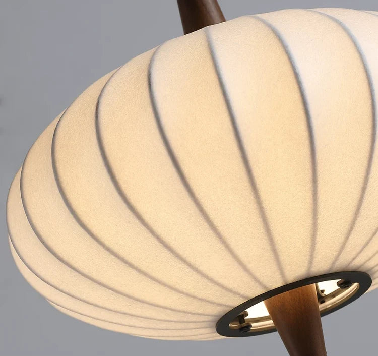 Floor Lamp | Wood & Fabric Oval Shade | LED Included