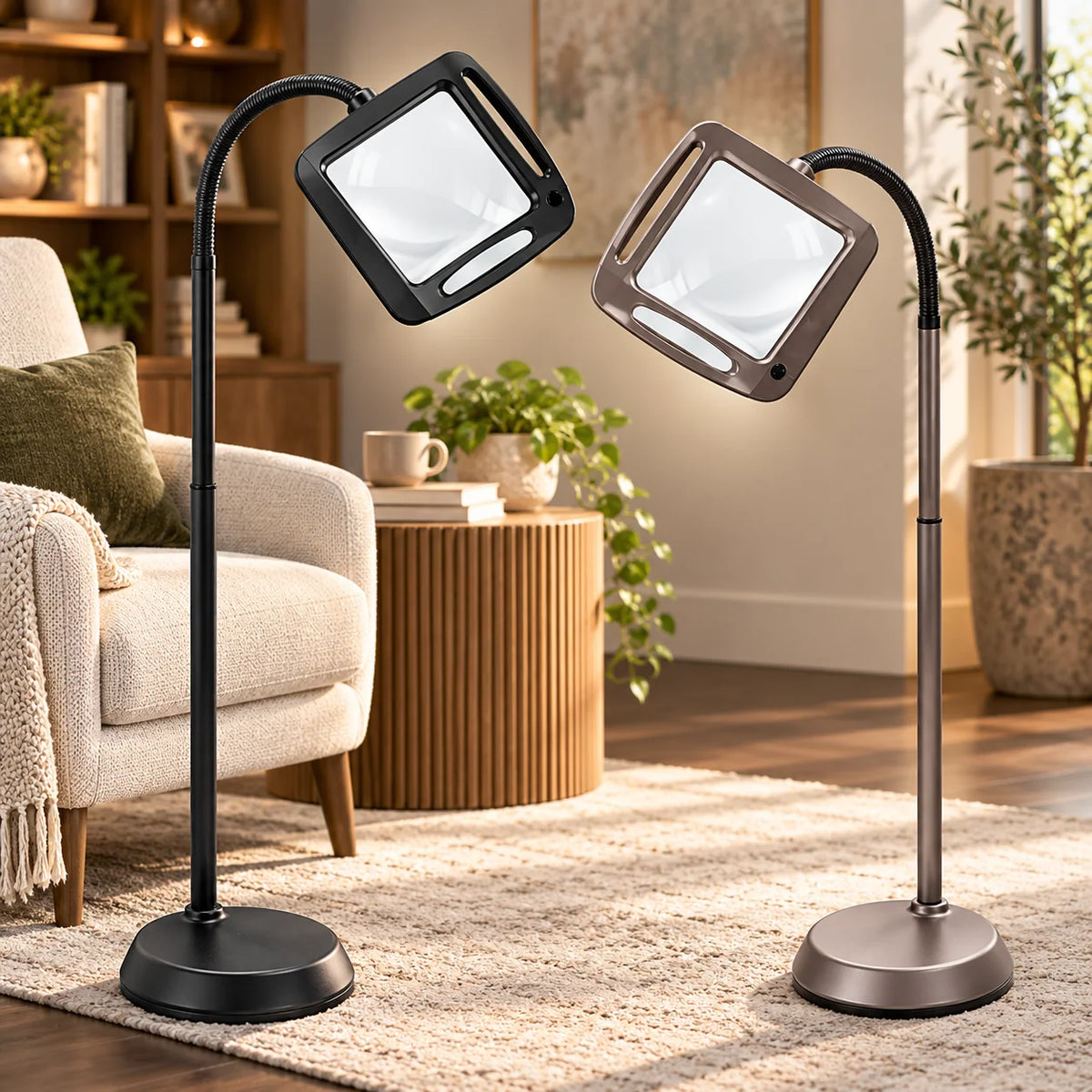 Floor Magnifying Lamp | 3x Magnification & Glare-Free LED | Adjustable Gooseneck Arm