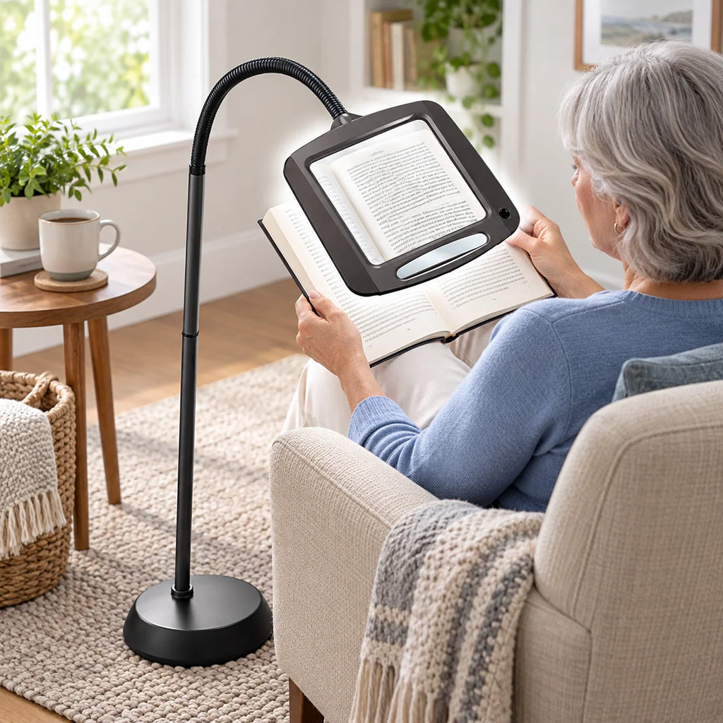 Floor Magnifying Lamp | 3x Magnification & Glare-Free LED | Adjustable Gooseneck Arm