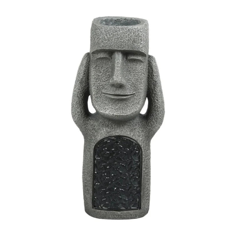 Flower Pot | Abstract Face Sculpture | Integrated Solar LED