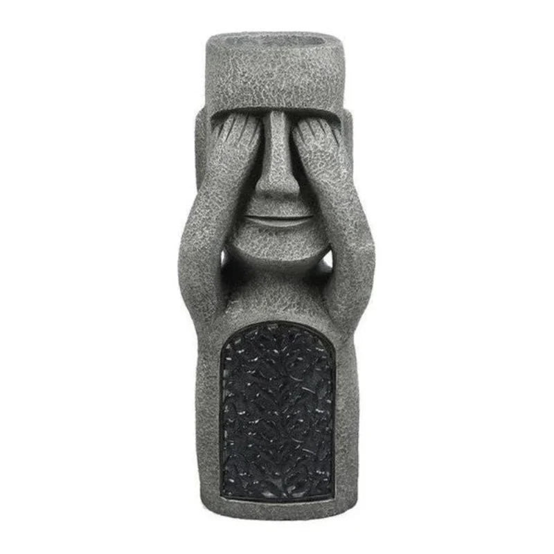 Flower Pot | Abstract Face Sculpture | Integrated Solar LED