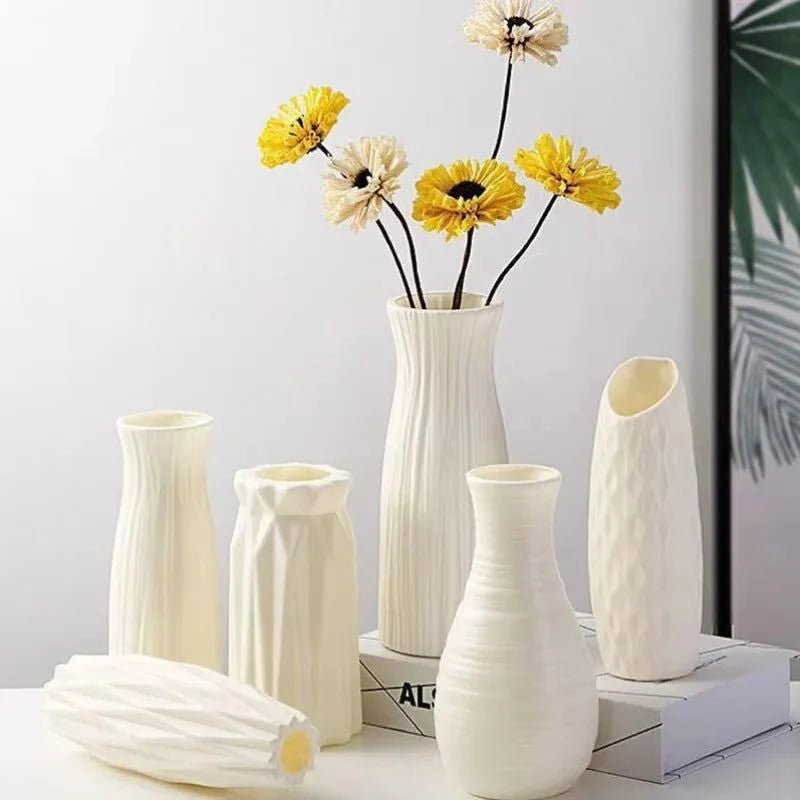 Flower Vase | Creative Textured Design & White Plastic