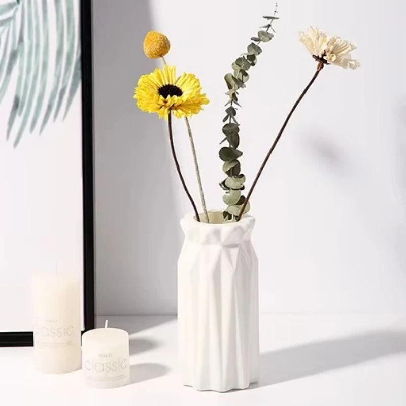 Flower Vase | Creative Textured Design & White Plastic