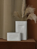 Flower Vases | White Striped Ceramic | 2-Piece Set