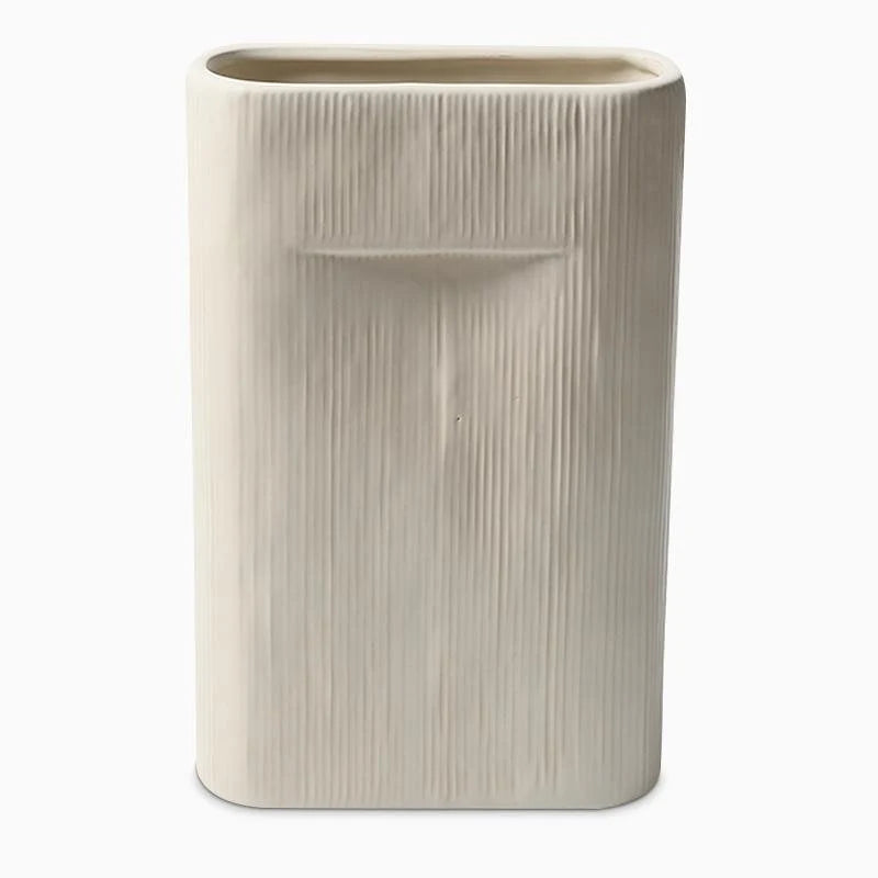 Flower Vases | White Striped Ceramic | 2-Piece Set