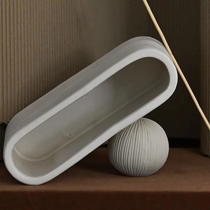Flower Vases | White Striped Ceramic | 2-Piece Set