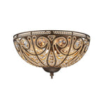 Flush Mount Ceiling Light | Antique Bronze & Crystal Accents | 3-Light