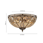 Flush Mount Ceiling Light | Antique Bronze & Crystal Accents | 3-Light