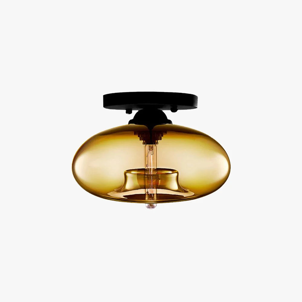 Flush Mount Ceiling Light | Clouded Glass & Metal