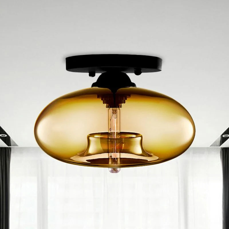 Flush Mount Ceiling Light | Clouded Glass & Metal
