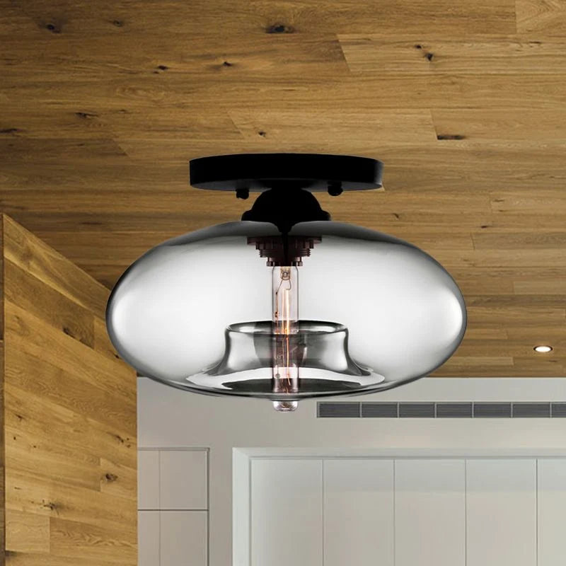 Flush Mount Ceiling Light | Clouded Glass & Metal