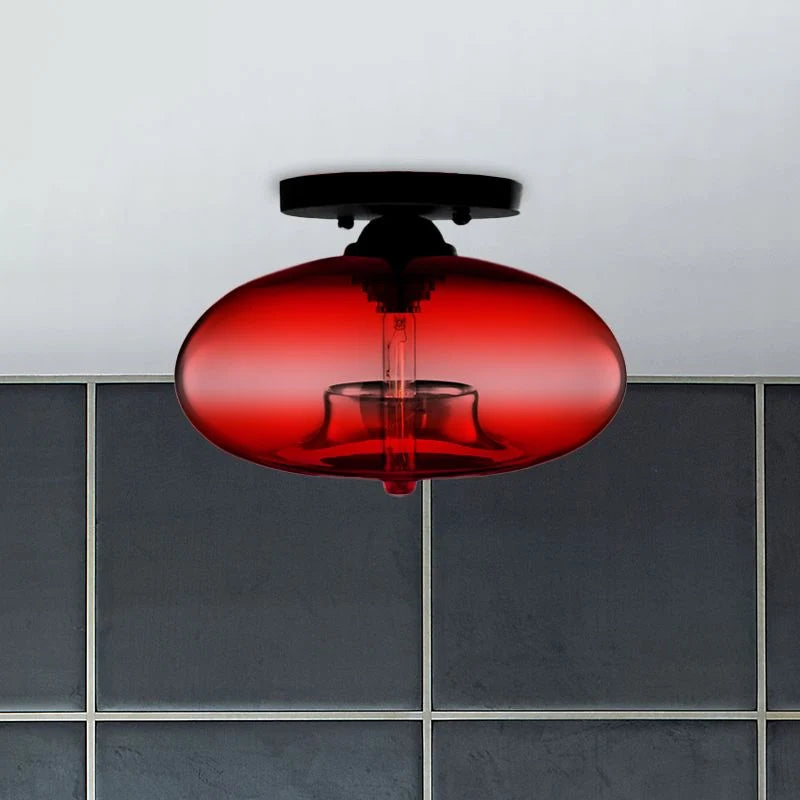 Flush Mount Ceiling Light | Clouded Glass & Metal