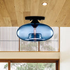 Flush Mount Ceiling Light | Clouded Glass & Metal
