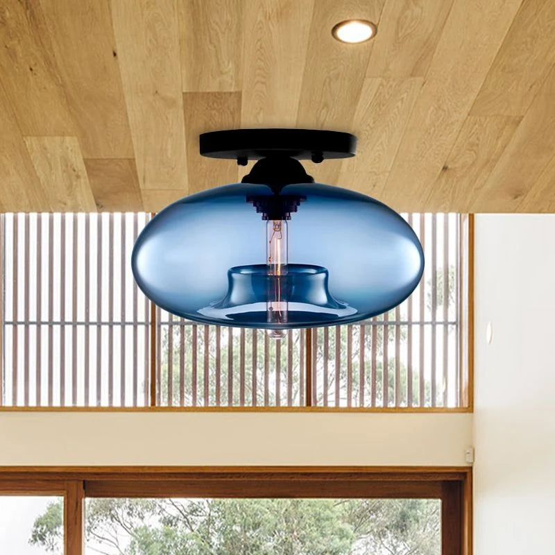 Flush Mount Ceiling Light | Clouded Glass & Metal