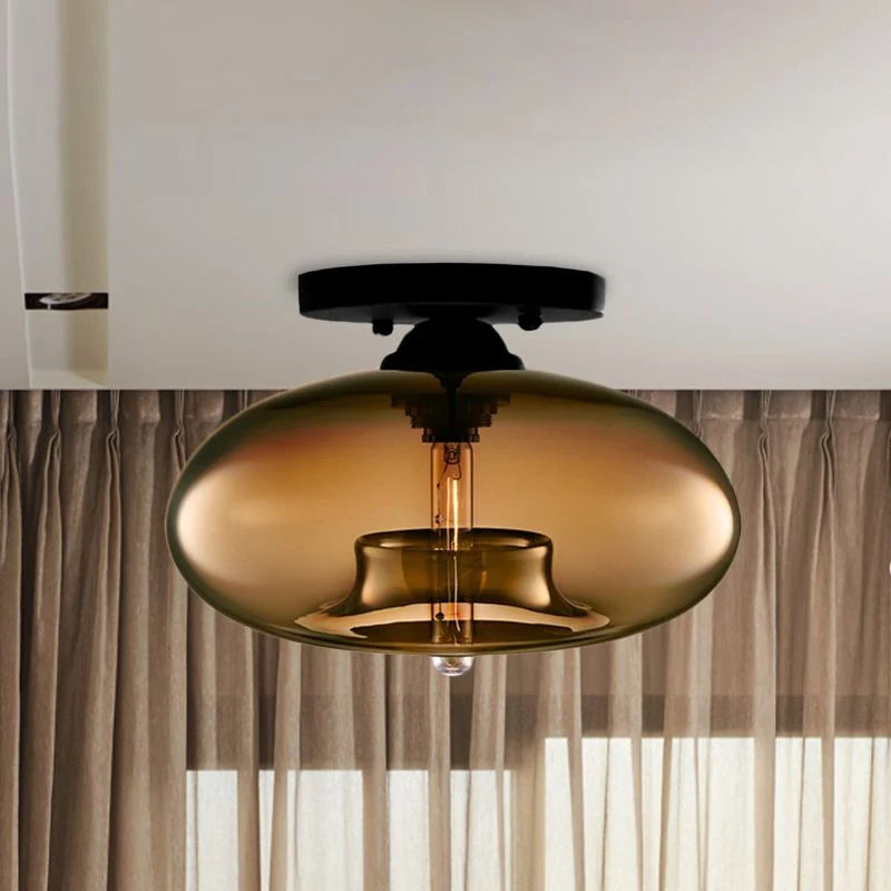 Flush Mount Ceiling Light | Clouded Glass & Metal